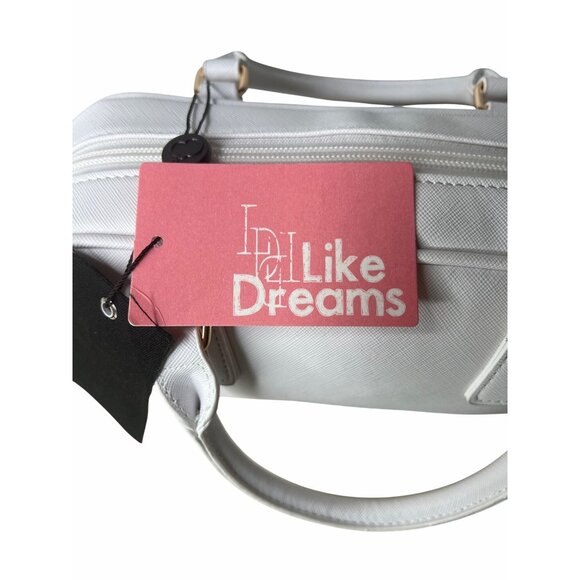 Like Dreams Mini White Vegan Leather Shoulder Bag With Teddy Bear Charm - Picture 2 of 11